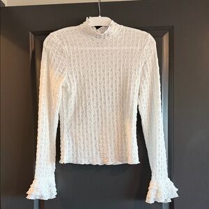 NWOT H&M White Lace Ruffle Sleeve Blouse